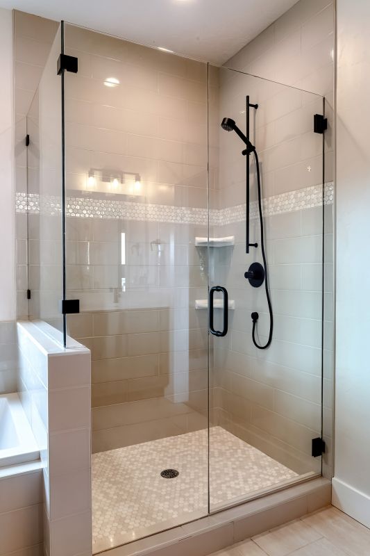 Modern Walk-in Shower with Black Frame