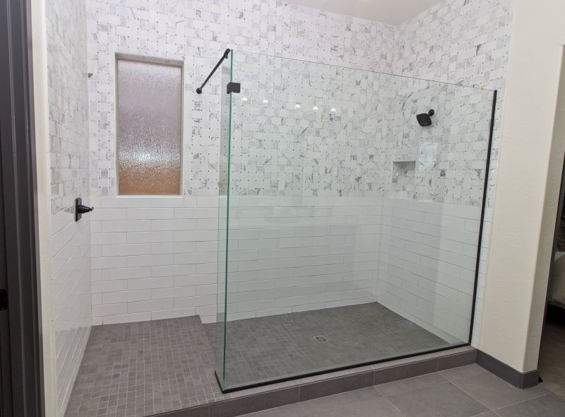 Modern Shower with Textured Tiles